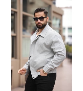 Unisex Yeni Sezon Kapitone Dolgulu Oversize Vintage (Açık Gri)
