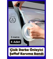 #KapıKoruma 4 Adet 3 Metre Oto Kapı Çizik Önleyici Şeffaf Koruma Bandı Darbe Koruyucu İz Bırakmaz