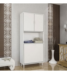 Modilayn Mutfak Dolabı Sepetli Kirli Camasır Dolabı Banyo Dolabı Çocuk Odası Oyuncak Dolabı (Beyaz)