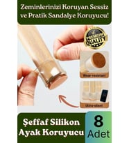 #Sandalye Sessiz Çizilme Sürtünme Önleyici Keçeli Şeffaf Silikon Sandalye Ayak Koruma Pedi 8 Adet