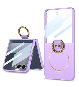Lexroo Galaxy Z Flip 7 Kılıf M-safe Şarj Özellikli Kıpta Yüzüklü Flip Sert Kılıf - Lila