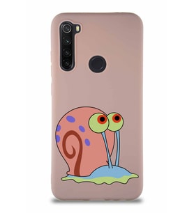 Xiaomi Redmi Note 8 Soft Premier Kapak Salyangoz Gary Tasarımlı Silikon Kılıf - Pudra (Şeffaf)