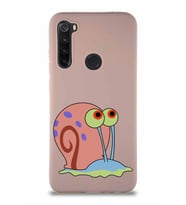 Xiaomi Redmi Note 8 Soft Premier Kapak Salyangoz Gary Tasarımlı Silikon Kılıf - Pudra (Şeffaf)