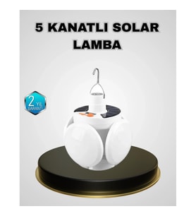 Mey İthalat® 5 Kanatlı Solar Kamp Lambası – USB Şarjlı, Taşınabilir, IP65 Su Geçirmez Bahçe Lambası