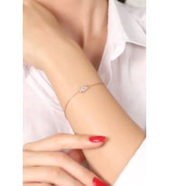 925 Ayar Gümüş Rose Kaplama Beyaz Zirkon Taşlı Kartanesi Gümüş Bileklik