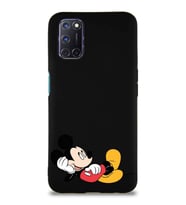 Oppo A52 Soft Premier Kapak Mickey Mouse-F Tasarımlı Silikon Kılıf - Siyah (Şeffaf)
