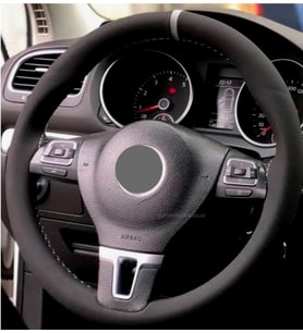Vw Caddy 2004-2020 Uyumlu Dikmeli Direksiyon Kılıfı Alkantara Gri Yüzüklü