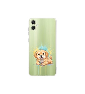 Samsung Galaxy A07 ile Uyumlu Splash Köpek Tasarımlı Şeffaf Silikon Kılıf