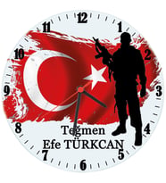 Biresimden Askere Hediye İsimli Cam Duvar Saati (29 cm)