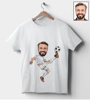 Kişiye Özel Futbolcu Tasarımlı Karikatür Tişört 116 (Beyaz)