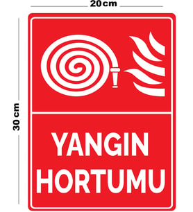 Metal Yangın Hortumu 20cm x 30cm A4 Büyüklüğünde Uyarı Levhası Yönlendirme Tabelası