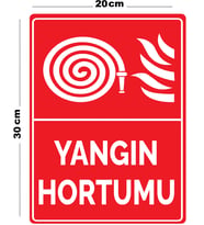 Metal Yangın Hortumu 20cm x 30cm A4 Büyüklüğünde Uyarı Levhası Yönlendirme Tabelası