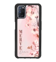 Oppo A72 Uyumlu Dikey Sakura Tasarımlı Glossy Telefon Kılıfı