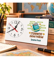 Türkçe Öğretmenine İsme Özel Masa Saati