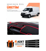 FORD TRANSİT (2007-2012) Uyumlu Torpido Koruma Örtüsü Oto Kılıfı - Siyah Kırmızı