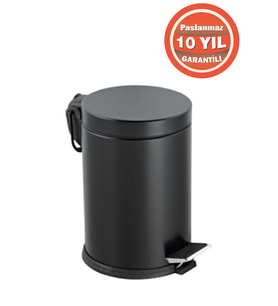 3 Litre Paslanmaz Çelik Pedallı Banyo Çöp Kutusu Siyah