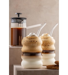 Mareluxe Modern Dalgalı Cam Bardak 350 ml – Şık Modern Tasarım Su, Çay, Kahve ve Soğuk İçecek Sunum Bardağı (Şeffaf)