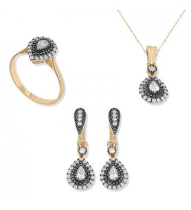 Gümüş Elmas Montür Damla Bayan Set