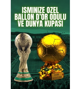 FLEXIS WE MAKE IT POSSIBLE FOR YOU İSMİNİZE ÖZEL BALLON D'OR VE DÜNYA KUPASI 15 CM SET FUTBOL HEDİYE DOĞUM GÜNÜ