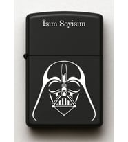 Darth Vader Desenli Kişiye Özel İsimli Siyah Benzinli Metal Çakmak