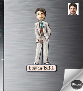 Kişiye Özel Erkek Ahşap Magnet -13