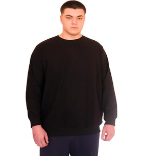 Mode XL Büyük Beden Erkek Bisiklet Yaka Sweatshirt Selanik U24441 Siyah