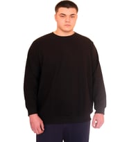 Mode XL Büyük Beden Erkek Bisiklet Yaka Sweatshirt Selanik U24441 Siyah
