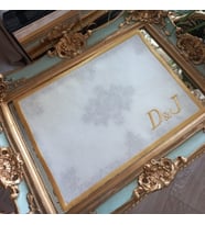 Kişiye özel harf işlemeli nişan/söz tepsi örtüsü (Gold)