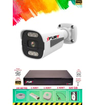 FURY 1 Kameralı 6 Warm Led Gece Renkli Görüş-Cepten İzle-Su Geçirmez Güvenlik Kamerası Seti 320GB
