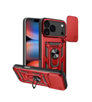 iPhone 17 Pro Max Pars Lens Yüzüklü Silikon - Kırmızı