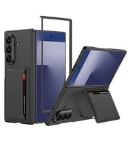 Galaxy Z Fold 7 Suni Deri Arka Yüzey Zore Kartlıklı Kıpta Silikon Kapak