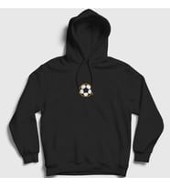 Presmono Unisex Beyaz Logo Soccer Ball Futbol Topu Kapüşonlu Sweatshirt 419380tt (Siyah)