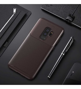 Samsung Galaxy S9 Plus Kılıf Esnek Soft Karbon Tasarım Legion Serisi (Kahverengi)