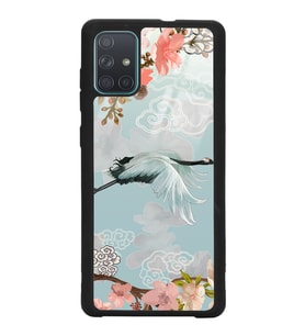 Samsung A71 Uyumlu Suluboya Leylek Tasarımlı Glossy Telefon Kılıfı