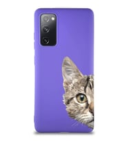 Samsung Galaxy S20 FE Soft Premier Kapak Catface Tasarımlı Silikon Kılıf - Mor (Şeffaf)