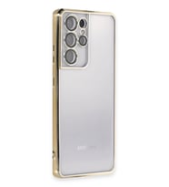 Galaxy S21 Kılıf Lensli Silikon - Gold