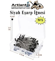 Eşarp İğnesi Siyah 50 li 1 Paket Türban İğnesi Başörtüsü Toplu İğne Şal Düğün Nikah Nişan Kına Sünnet Takı İğnesi