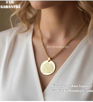 İNN JEWELLERY Kadın 316 L Çelik kolye Ayetel Kürsi FİGÜRLÜ (Altın)