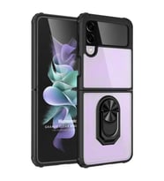 Microsonic Samsung Galaxy Z Flip 4 Kılıf Grande Clear Ring Holder Siyah