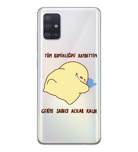 Samsung Galaxy A51 Uyumlu Komikliğimi Kaybettim Tasarımlı Şeffaf Telefon Kılıfı