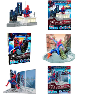 Lisanslı-Klip Kitz SpiderMan Mini Kit 3'lü Maket SETİ (Kırmızı)