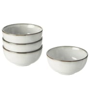 4 Lü Kase Seti Gri Renk 14 cm MeridyenDukkan Stoneware, Renkli Sır