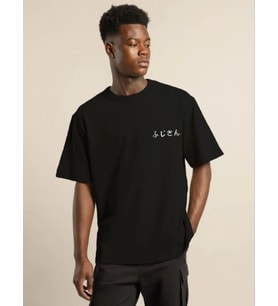 Erkek Kısa Kol Yazlık Tişört Bisiklet Yaka Baskılı Oversize T-Shirt - Siyah