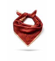 Türk Bayrağı Desenli Saten Fular 48x48 cm Kare Bandana – Kırmızı Çiçek Motifli