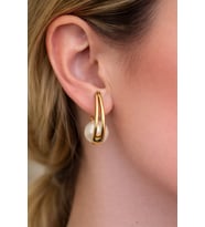 Xuping Rose Gold İnci Detaylı Şık Tasarım Kadın Çelik Küpe (Mürdüm)