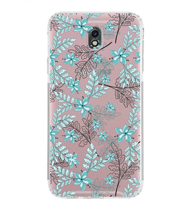 Samsung Galaxy J7 Pro  Kamera Korumalı Kapak Floral Su Yeşili Tasarımlı  Şeffaf  Kılıf