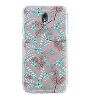 Samsung Galaxy J7 Pro  Kamera Korumalı Kapak Floral Su Yeşili Tasarımlı  Şeffaf  Kılıf