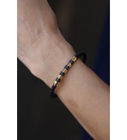 14 Ayar Altın Siyah Onix Taş Detaylı Unisex Bileklik 