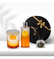 Delicate Amber 300gr Mum & Delicate Amber Kolonya 250ml & Nevin Diffuser 150ml Hediye Seti (Turuncu)