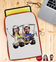 BK Gift Kişiye Özel Sevgililer Karikatürlü Taşınabilir Koruyucu Tablet Kılıfı & Organizer Çanta - Turuncu-96